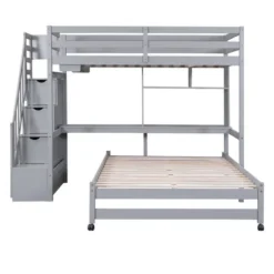 Twin Over Full Bunk Bed With Storage Stairs, Desk, Shelves And Hanger - ModernLuxe -Kids Furniture Shop GUEST 7bbb6a23 d445 485b be50 32110cf6b35e