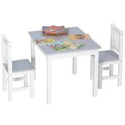 Qaba Kids Table And Chair Set For Arts, Meals, Lightweight Wooden Homework Activity Center, Toddlers Age 3+, Gray -Kids Furniture Shop GUEST 7c74a271 cb7f 457a 8bcc 9ea51bda1c5b