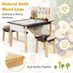 Costway Kids Art Table & Chairs Set Wooden Drawing Desk With Paper Roll Storage Shelf Bins -Kids Furniture Shop GUEST 7c951044 ed56 4cd8 8798 beab90c68923