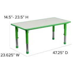 Flash Furniture 23.625"W X 47.25"L Rectangular Plastic Height Adjustable Activity Table Set With 4 Chairs -Kids Furniture Shop GUEST 7f03cee7 01ce 4635 869e 76391fc11395