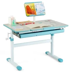 Costway Height-Adjustable Kids Desk Children Study Table With Tilt Desktop & Book Stand Blue/Pink -Kids Furniture Shop GUEST 8022d48a c1d1 4b5a 9344 14eb8fdbf84e