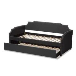 Twin Ally Fabric Upholstered Sofa Daybed With Roll Out Trundle Guest Bed Dark Gray - Baxton Studio -Kids Furniture Shop GUEST 81e1d57d c8da 4591 a979 d60a2a7b5063