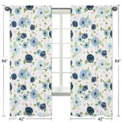 2pc Sweet Jojo Designs Watercolor Floral Window Panel Pink/Blue - Sweet Jojo Designs -Kids Furniture Shop GUEST 8252d9e2 524f 4b01 b8fc 41f7b9db1b75