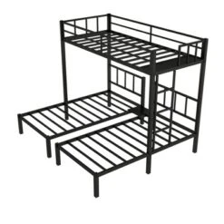 Twin Over Twin Metal Triple Bunk Bed With Ladder, Black-ModernLuxe -Kids Furniture Shop GUEST 83e83204 0d6c 402f b74d 8ad89a7c6462
