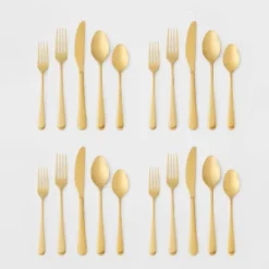 20pc Harrington Flatware Set Gold - Threshold™ -Kids Furniture Shop GUEST 83f8ea2e 2885 4bf8 9e92 e1aa54e1e88c