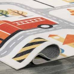 NuLOOM Carmina City Streets Machine Washable Kids Area Rug 7' X 9' In White Multi -Kids Furniture Shop GUEST 8a4058be 4fef 4e93 8958 11dcc8e69a24