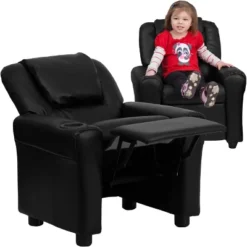 Emma And Oliver Contemporary Kids Recliner With Cup Holder And Headrest -Kids Furniture Shop GUEST 8a681007 fe88 4343 9a9c 249dea0c22e7