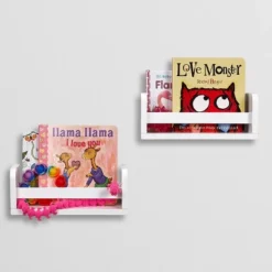 2pk Kids' 10" Floating Wall Mount Bookshelf Set White - RiverRidge Home -Kids Furniture Shop GUEST 8b353deb c435 49e3 945b 53a50b64a006