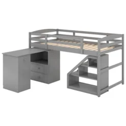 Twin Size Loft Bed With Multifunctional Movable Built-in Desk And Staircase-ModernLuxe -Kids Furniture Shop GUEST 8b71f495 5265 405b 84f2 19346647cf69