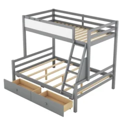 Twin Over Full Bunk Bed With Whiteboard, 3 Hooks And 2 Drawers-ModernLuxe -Kids Furniture Shop GUEST 8d13365c b191 4304 82e7 d913a4940783