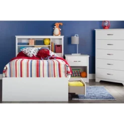 Twin Fusion Mates Bed With 3 Drawers Pure White - South Shore