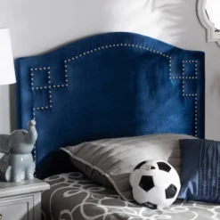 Twin Aubrey Velvet Headboard Blue - Baxton Studio -Kids Furniture Shop GUEST 90f51a28 dda2 4c01 8e9b 427a28b60be9