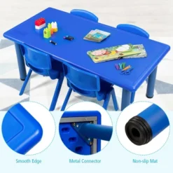 Costway Kids Plastic Rectangular Learn And Play Table Playroom Kindergarten Home Blue -Kids Furniture Shop GUEST 92809054 0dfa 4700 9d91 b51073a693ea