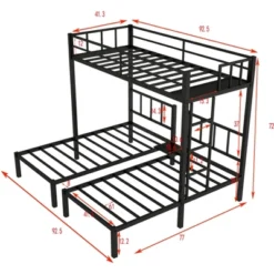 Twin Over Twin Metal Triple Bunk Bed With Ladder, Black-ModernLuxe -Kids Furniture Shop GUEST 98e97164 6318 4ff0 88e8 59dd15596f3f