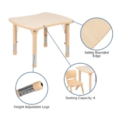 Emma And Oliver 21.875"W X 26.625"L Rectangular Plastic Height Adjustable Activity Table Set With 2 Chairs -Kids Furniture Shop GUEST 9d0f062d e204 4e1c 9734 84249e0ff70e