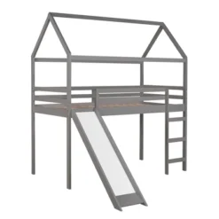 House Shape Twin Size Loft Bed With Slide, Gray - ModernLuxe -Kids Furniture Shop GUEST 9e4e39d5 9766 4bd9 b432 e95b3ceb7a43