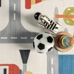 NuLOOM Carmina City Streets Machine Washable Kids Area Rug 7' X 9' In White Multi -Kids Furniture Shop GUEST 9eb5749d 59b8 44fa 8b64 5791b703c119