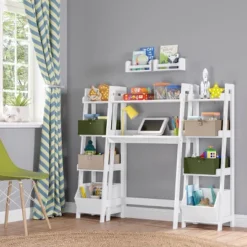 Kids' Desk With Ladder Shelf Storage And 2 Bonus Magnetic Art Display Bars White - RiverRidge Home -Kids Furniture Shop GUEST a18ea58d 2f31 4883 bf1a 7c63e2644974