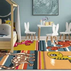 Dinoventure Dinosaurs Non-Slip Kids Playroom Decor Washable Indoor Area Rug By Blue Nile Mills -Kids Furniture Shop GUEST a2be313b 5132 4b51 a0e3 f1671e23e370