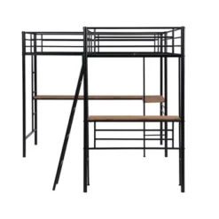 Metal Twin Size Loft Bed With Two Built-in Desks, Black - ModernLuxe -Kids Furniture Shop GUEST a53ca903 0631 4e86 8cbf 44bc776d722a