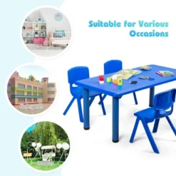 Costway Kids Plastic Rectangular Learn And Play Table Playroom Kindergarten Home Blue -Kids Furniture Shop GUEST a6672409 dd8a 4335 8c82 1a5bb22c0ccc