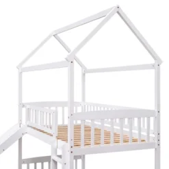 Twin Over Twin Bunk Bed, House Bed With Slide And Ladder-ModernLuxe -Kids Furniture Shop GUEST a9a2e612 b6f9 4699 8d8e d963b8611173