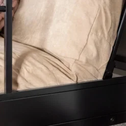 Twin Over Futon Analise Metal Bunk Bed Black - Saracina Home -Kids Furniture Shop GUEST aa2d1e2d b75c 4bdb 9c73 1846806f43c6