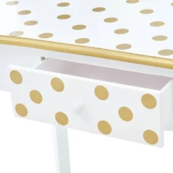 Fashion Polka Dot Gisele Play Vanity Set With Led Mirror White/Gold - Teamson Kids -Kids Furniture Shop GUEST ab0681c8 53fe 4186 a732 cfc0a27d59ac
