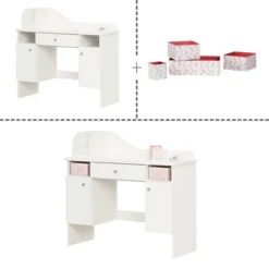 Vito Makeup Desk With Drawer Pure White/Pink - South Shore -Kids Furniture Shop GUEST ab562318 a964 4fe2 936c 5f0103f989db