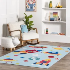 NuLOOM Eddie Outer Space Machine Washable Kids Area Rug