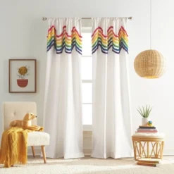 2pk Rainbow Tufted Striped Poletop Curtains - Dream Factory -Kids Furniture Shop GUEST ace91d7f fde8 4e46 85e1 294922e0103e