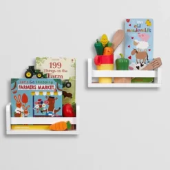 2pk Kids' 10" Floating Wall Mount Bookshelf Set White - RiverRidge Home -Kids Furniture Shop GUEST adee4863 3a76 44ff 9c2f 65d41d614452