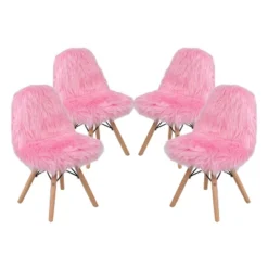Emma And Oliver 4 Pack Kids Shaggy Dog Accent Chair - Desk Chair - Playroom Chair -Kids Furniture Shop GUEST af21f3e3 3d7b 4811 9836 c4f76da8cfc3