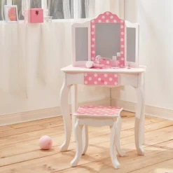 Polka Dot Fashion Prints Vanity Table & Stool Set Pink - Teamson Kids -Kids Furniture Shop GUEST afbc47d2 659a 4895 87a5 2a06a408b8d1