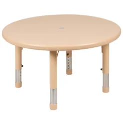Emma And Oliver 33" Round Plastic Height Adjustable Activity Table Set With 4 Chairs -Kids Furniture Shop GUEST b04d97a7 9bff 4147 aaad 47f3341e23cc
