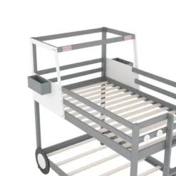Twin Over Twin Car-Shaped Bunk Bed With Wheels, Drawers And Shelves, Gray - ModernLuxe 17 Twin Over Twin Car-Shaped Bunk Bed With Wheels, Drawers And Shelves, Gray - ModernLuxe -Kids Furniture Shop GUEST b0ccdb0a 82ee 4cd7 a70c d80c7fffd0b5