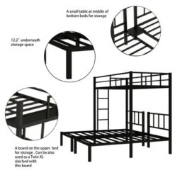 Twin Over Twin Metal Triple Bunk Bed With Ladder, Black-ModernLuxe -Kids Furniture Shop GUEST b2d3d91e 1196 47e7 830d 3e5a5235a17e