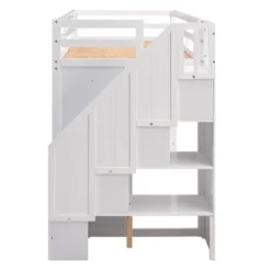 Functional Twin Loft Bed With 3 Shelves, 2 Wardrobes, 2 Drawers And Ladder With Storage-ModernLuxe -Kids Furniture Shop GUEST b37a69f4 bfd4 4fe8 9d8f 8aac29b7628d