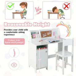 Costway Kids Desk And Chair Set Study Writing Workstation With Bookshelf & Bulletin Board -Kids Furniture Shop GUEST b3d97b03 8d72 49d2 ae2f 5d3bb16b422d
