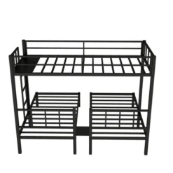 Twin Over Twin Metal Triple Bunk Bed With Ladder, Black-ModernLuxe -Kids Furniture Shop GUEST b5903270 99f9 40ba 898e 65c549c8ed7b