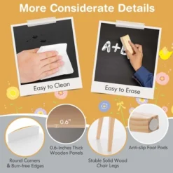 Costway Kids House-Shaped Table & Chair Set Wooden Toy Organizer Cabinet With Blackboard Grey/White -Kids Furniture Shop GUEST b6e8509a 75d5 49bb a558 6cca0a0e6fae