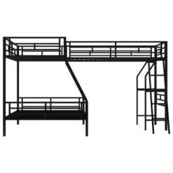 Twin Over Full Metal Bunk Bed With Twin Size Loft Bed And Desk, Black - ModernLuxe -Kids Furniture Shop GUEST ba841b03 d1f8 43a4 9dfd 18fe5b96154e