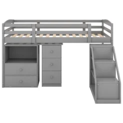 Twin Size Loft Bed With Multifunctional Movable Built-in Desk And Staircase-ModernLuxe -Kids Furniture Shop GUEST bb40fafc c23b 4a04 a07a 78528a707301