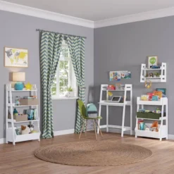 Kids' Desk With Ladder Shelf Storage And 2 Bonus Magnetic Art Display Bars White - RiverRidge Home -Kids Furniture Shop GUEST bc38fba0 9bbb 4d61 8f14 6b06cb63928e 1