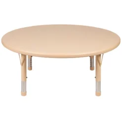 Emma And Oliver 45" Round Natural Plastic Height Adjustable Activity Table - School Table For 4 -Kids Furniture Shop GUEST bec8631c e39f 46ce 9dcc 37f8cc333cec