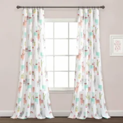 52"x84" Make A Wish Southwest Llama Cactus Window Curtain Panels Set - Lush Décor -Kids Furniture Shop GUEST bf261af1 1de5 4ade a85f 986f82e9ced5