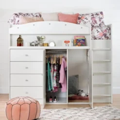 Twin Tiara Loft Bed With Desk Pure White - South Shore -Kids Furniture Shop GUEST bf60cebc cb0a 4649 83ec 91949fa3efeb