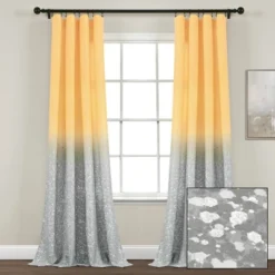 52"x84" Set Of 2 Glitter Ombre Metallic Print Window Curtain Panels - Lush Décor -Kids Furniture Shop GUEST c6b9d338 3677 4ad0 a033 a74bd7d61740