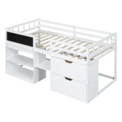 Twin Size Low Loft Bed With Rolling Desk, Shelves And Drawers - ModernLuxe -Kids Furniture Shop GUEST c6eaeb63 277d 4518 90fc 78c9ee3d5a14