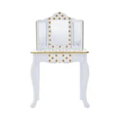 Fashion Polka Dot Gisele Play Vanity Set With Led Mirror White/Gold - Teamson Kids -Kids Furniture Shop GUEST c71bfc0f 9c5e 492f b5f6 757f271dc383